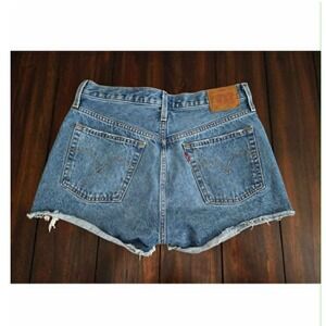 Woman's Levi's 501 Destressed Red Tab Button Fly Jean Shorts Waist Size 30